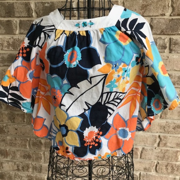 Gymboree Floral Top Batwing Sleeves Embellished - Picture 1 of 8